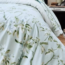 Tradilinge Drap plat en percale de coton au style anglais (240x310 cm - Céladon)* Drap Plat
