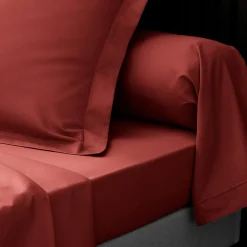Drap plat en percale de coton Terracotta><noscript><img width=