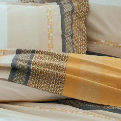 Drap plat en percale de coton au style ethnique chic (240x310 cm - Jaune)>Tradilinge Online