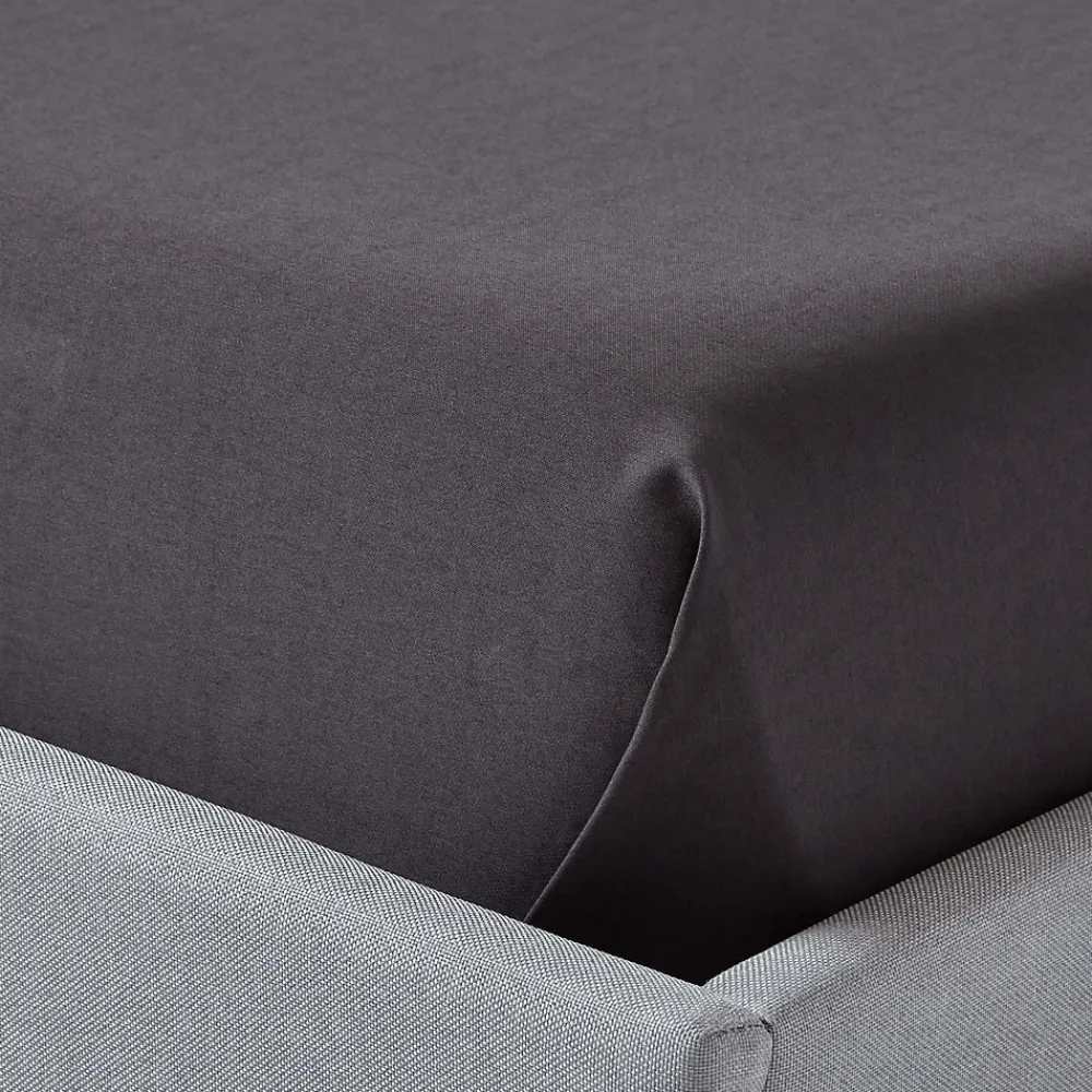 Homescapes Drap plat en satin de coton égyptien 1000 fils gris foncé, 178x255 cm -* Drap Plat