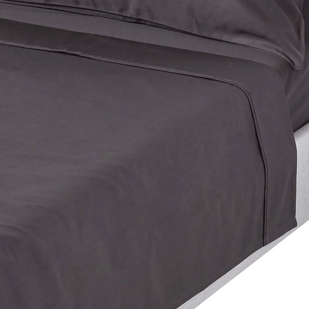 Homescapes Drap plat en satin de coton égyptien 1000 fils gris foncé, 275x275 cm -* Drap Plat