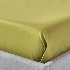 Drap plat en satin de coton égyptien 1000 fils vert olive, 180x290 cm -><noscript><img width=
