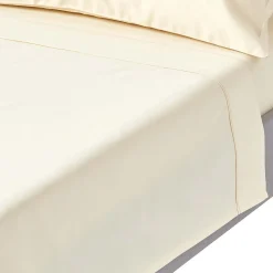 Drap plat en satin de coton égyptien 1000 fils ivoire, 270x300 cm ->Homescapes Online