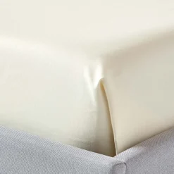 Drap plat en satin de coton égyptien 1000 fils ivoire, 270x300 cm -><noscript><img width=
