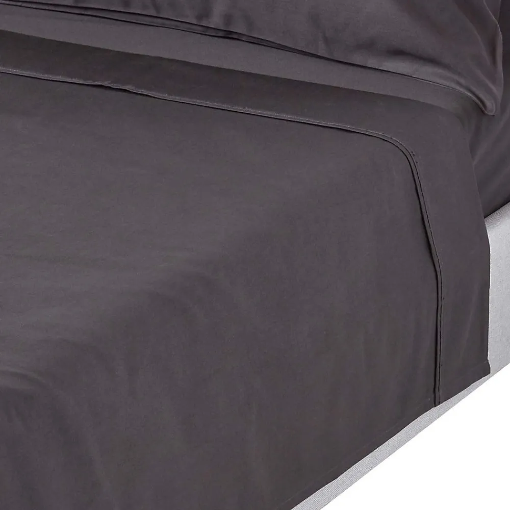 Drap plat en satin de coton égyptien 1000 fils gris foncé, 240x275 cm ->Homescapes Discount