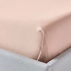 Drap plat en satin de coton égyptien 1000 fils taupe, 240x275 cm -><noscript><img width=