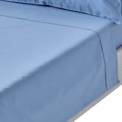 Drap plat en satin de coton égyptien 1000 fils bleu, 178x255 cm ->Homescapes Hot
