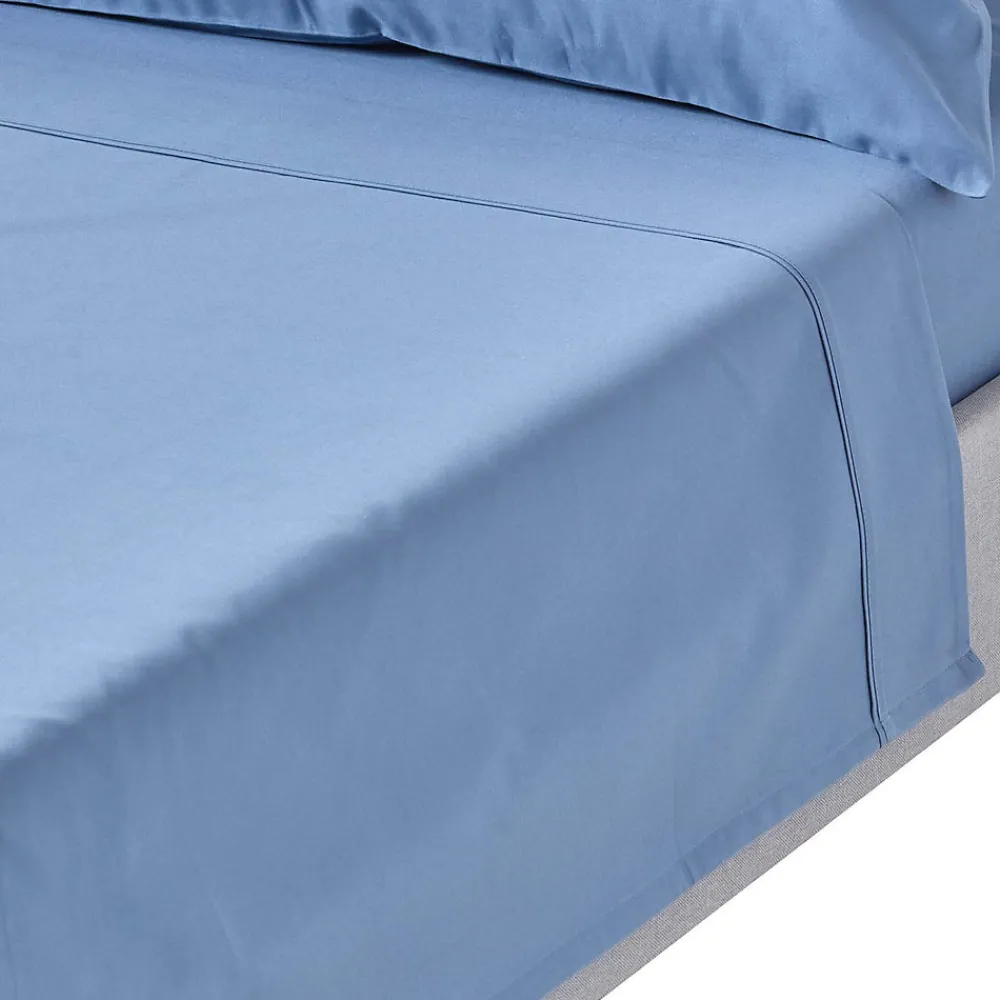 Drap plat en satin de coton égyptien 1000 fils bleu, 178x255 cm ->Homescapes Hot