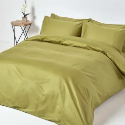 Homescapes Drap plat en satin de coton égyptien 1000 fils vert olive, 178x255 cm -* Drap Plat