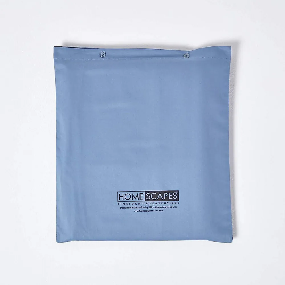Drap plat en satin de coton égyptien 1000 fils bleu, 240x300 cm ->Homescapes Clearance
