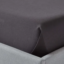 Drap plat en satin de coton égyptien 1000 fils gris foncé, 180x290 cm -><noscript><img width=