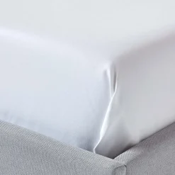 Drap plat en satin de coton égyptien 1000 fils blanc, 240x300 cm -><noscript><img width=