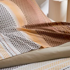 Tradilinge Drap plat esprit géométrique en coton (280x310 cm - Cuivre)* Drap Plat
