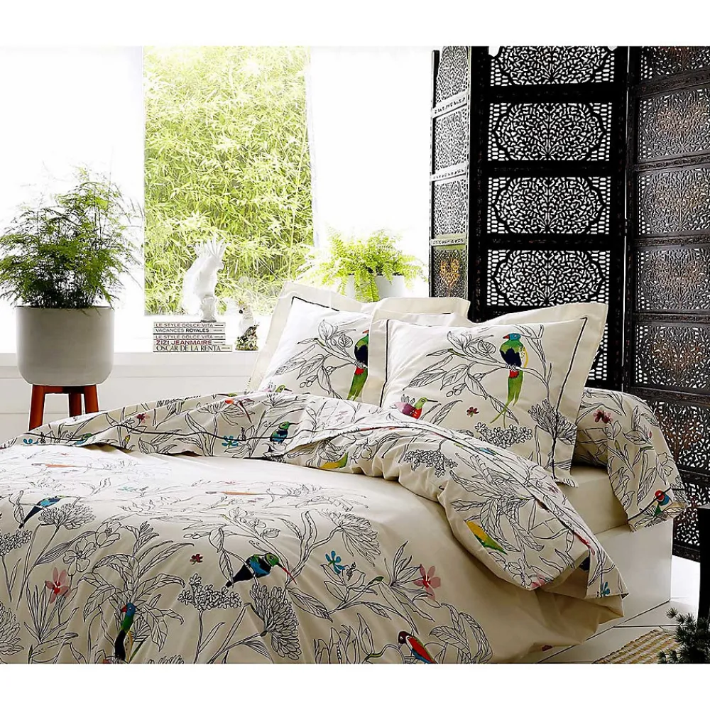 Tradilinge Drap plat faune et flore (180x290 cm - Ecru)* Drap Plat