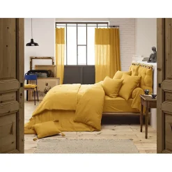 Drap plat Gaïa double gaze coton 270x300 Jaune>L'Effet Papillon Clearance