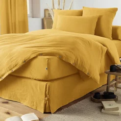 Drap plat Gaïa double gaze coton 270x300 Jaune><noscript><img width=