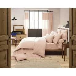 L'Effet Papillon Drap plat Gaïa 270x300 cm Rose gaze de coton* Drap Plat