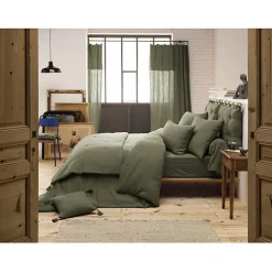 Drap plat "Gaïa" toutes dimensions "Gaze de Coton" - Gaïa Romarin - 240 x 300 cm pour lit 2 places>L'Effet Papillon New