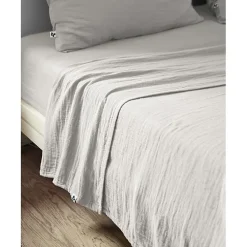 Drap plat "Gaïa" toutes dimensions "Gaze de Coton" - Gaïa Nuage - 270 x 300 cm pour lit King size>L'Effet Papillon