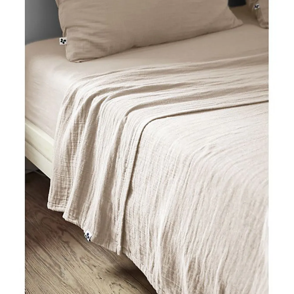 Drap plat "Gaïa" toutes dimensions "Gaze de Coton" - Gaïa Pampa - 270 x 300 cm pour lit King size>L'Effet Papillon Online