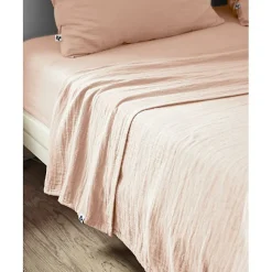 L'Effet Papillon Drap plat "Gaïa" toutes dimensions "Gaze de Coton" - Gaïa Guimauve - 240 x 300 cm pour lit 2 places* Drap Plat