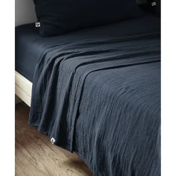 Drap plat "Gaïa" toutes dimensions "Gaze de Coton" - Gaïa Minuit - 270 x 300 cm pour lit King size>L'Effet Papillon Best