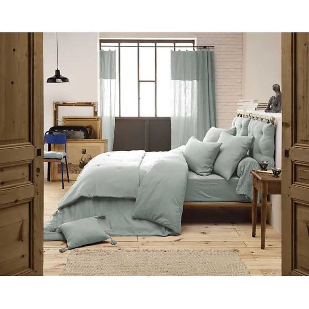 L'Effet Papillon Drap plat "Gaïa" toutes dimensions "Gaze de Coton" - Gaïa Eucalyptus - 270 x 300 cm pour lit King size* Drap Plat