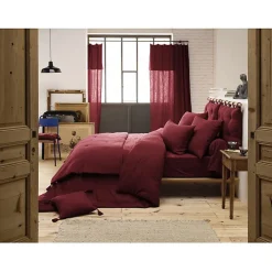 Drap plat "Gaïa" toutes dimensions "Gaze de Coton" - Gaïa Lie de Vin - 270 x 300 cm pour lit King size>L'Effet Papillon New