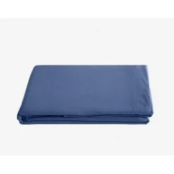 Drap plat Palace pur coton teint lavé, 63 fils/cm² - Palace Indigo - 240 x 290 cm pour lit 2 places>Vent Du Sud
