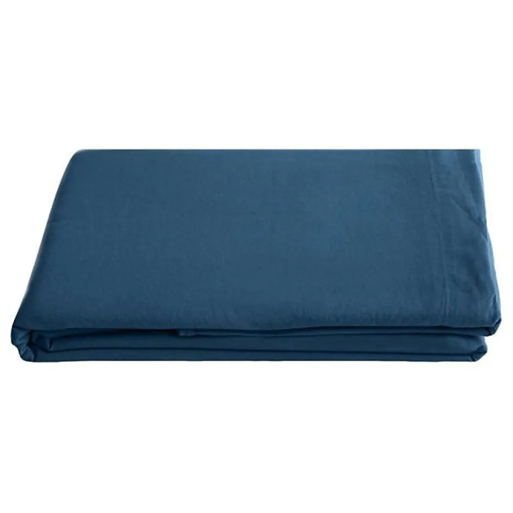 Drap plat Palace pur coton teint lavé, 63 fils/cm² - Palace Marine - 240 x 290 cm pour lit 2 places>Vent Du Sud Hot