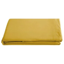 Drap plat Palace pur coton teint lavé, 63 fils/cm² - Palace Curry - 240 x 290 cm pour lit 2 places>Vent Du Sud