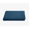 Vent Du Sud Drap plat Palace pur coton teint lavé, 63 fils/cm² - Palace Marine - 270 x 290 cm pour lit King Size* Drap Plat