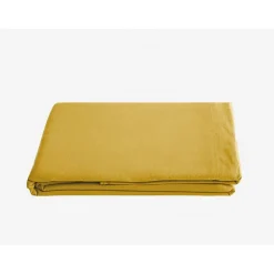 Drap plat Palace pur coton teint lavé, 63 fils/cm² - Palace Curry - 270 x 290 cm pour lit King Size>Vent Du Sud Hot