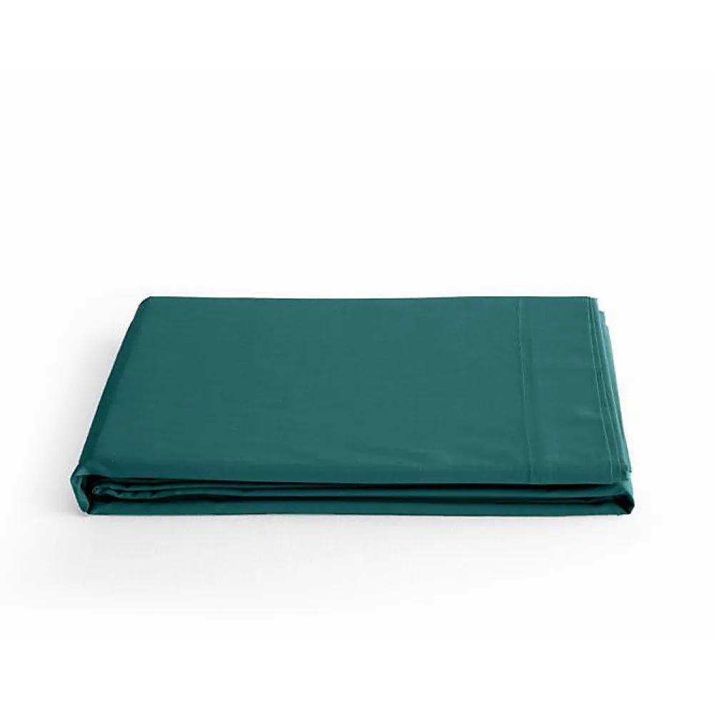 Vent Du Sud Drap plat percale 100% coton Bleu canard 270 x 300 cm* Drap Plat
