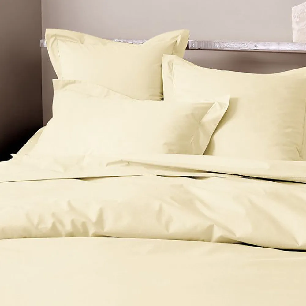 Coton Pur Drap plat percale de coton peigné "Julian" toutes dimensions - Julian Ivoire - 180 x 290 cm pour lit 1 place* Drap Plat