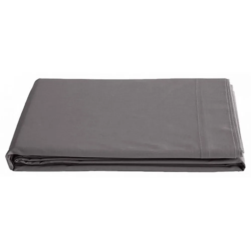 Vent Du Sud Drap plat percale pur coton peigné longues fibres 80 fils/cm² - Ardoise - 270 x 300 cm pour lit King size* Drap Plat