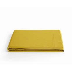 Vent Du Sud Drap plat percale pur coton peigné longues fibres 80 fils/cm² - Moutarde - 270 x 300 cm pour lit King size* Drap Plat
