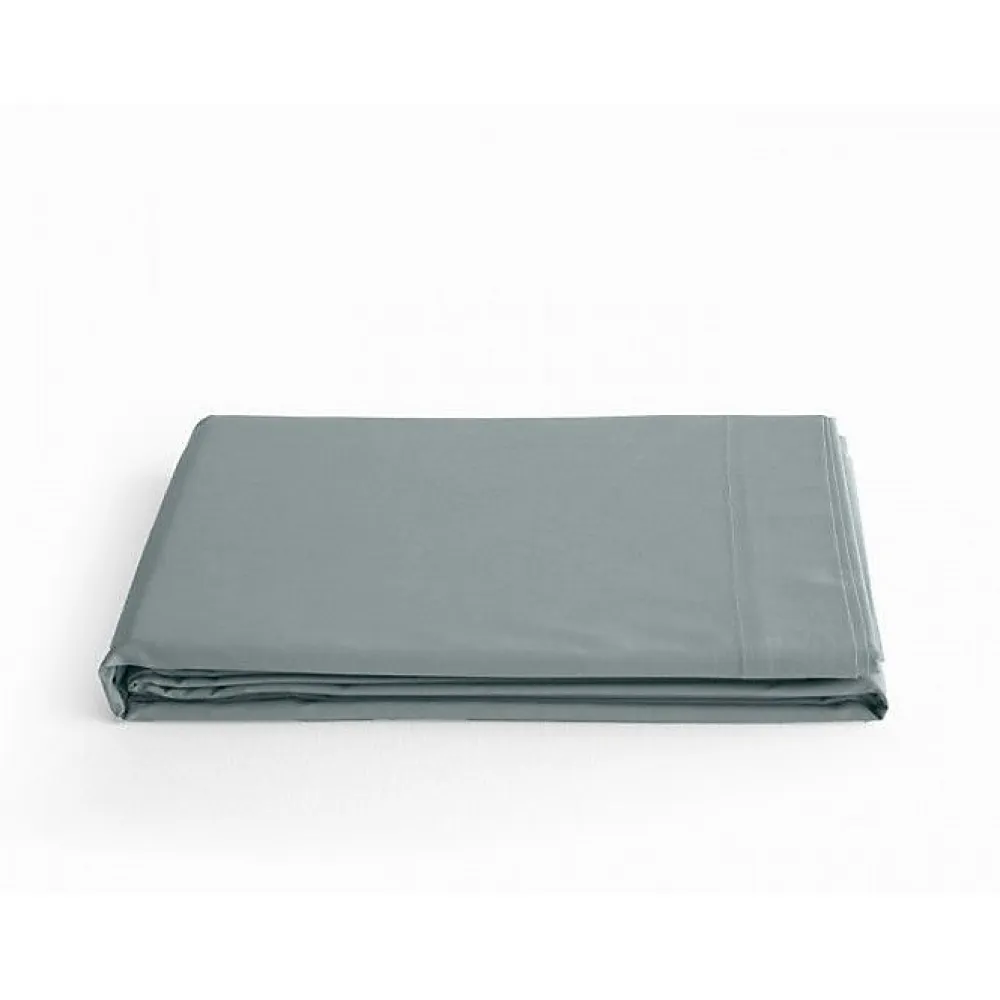 Vent Du Sud Drap plat percale pur coton peigné longues fibres 80 fils/cm² - Lichen - 240 x 300 cm pour lit 2 places* Drap Plat