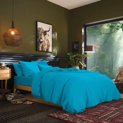 Coton Pur Drap plat Prémium 180x290 Turquoise* Drap Plat