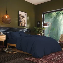 Coton Pur Drap plat Prémium Bleu nuit 180 x 290 cm* Drap Plat