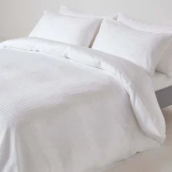 Drap plat satin rayé en coton égyptien 330 fils blanc, 240x300 cm -><noscript><img width=