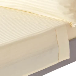 Homescapes Drap plat satin rayé en coton égyptien 330 fils jaune pâle, 270x300 cm -* Drap Plat