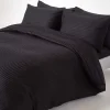 Homescapes Drap plat satin rayé en coton égyptien 330 fils noir, 178x255 cm -* Drap Plat