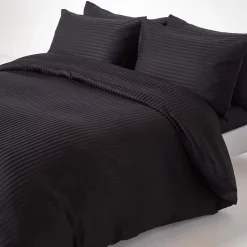 Homescapes Drap plat satin rayé en coton égyptien 330 fils noir, 178x255 cm -* Drap Plat