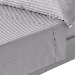 Homescapes Drap plat satin rayé en coton égyptien 330 fils gris, 178x255 cm -* Drap Plat