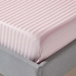 Drap plat satin rayé en coton égyptien 330 fils violet, 178x255 cm ->Homescapes
