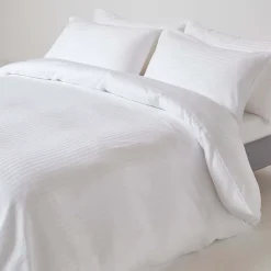 Homescapes Drap plat satin rayé en coton égyptien 330 fils blanc, 178x255 cm -* Drap Plat