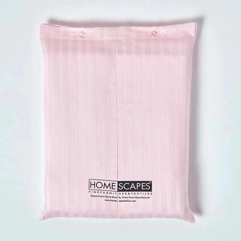 Homescapes Drap plat satin rayé en coton égyptien 330 fils rose, 240x275 cm -* Drap Plat