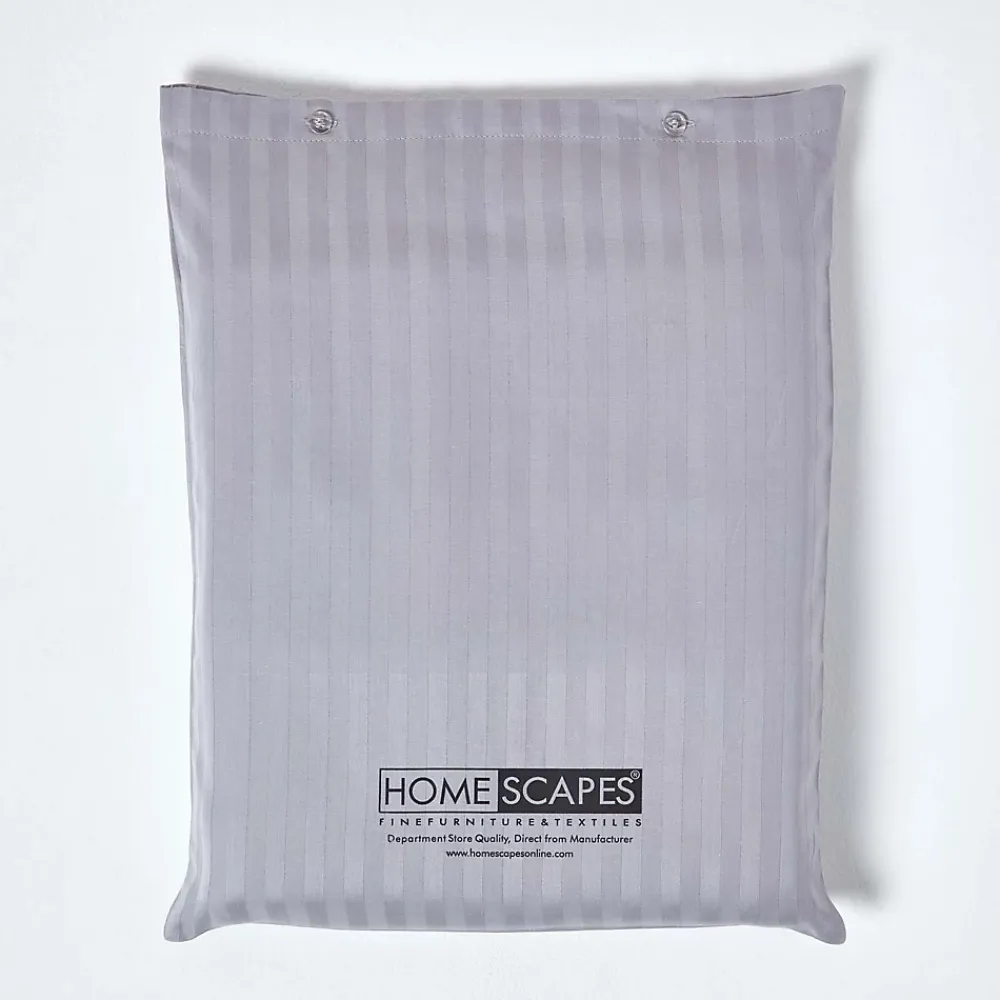 Homescapes Drap plat satin rayé en coton égyptien 330 fils gris, 230x255 cm -* Drap Plat