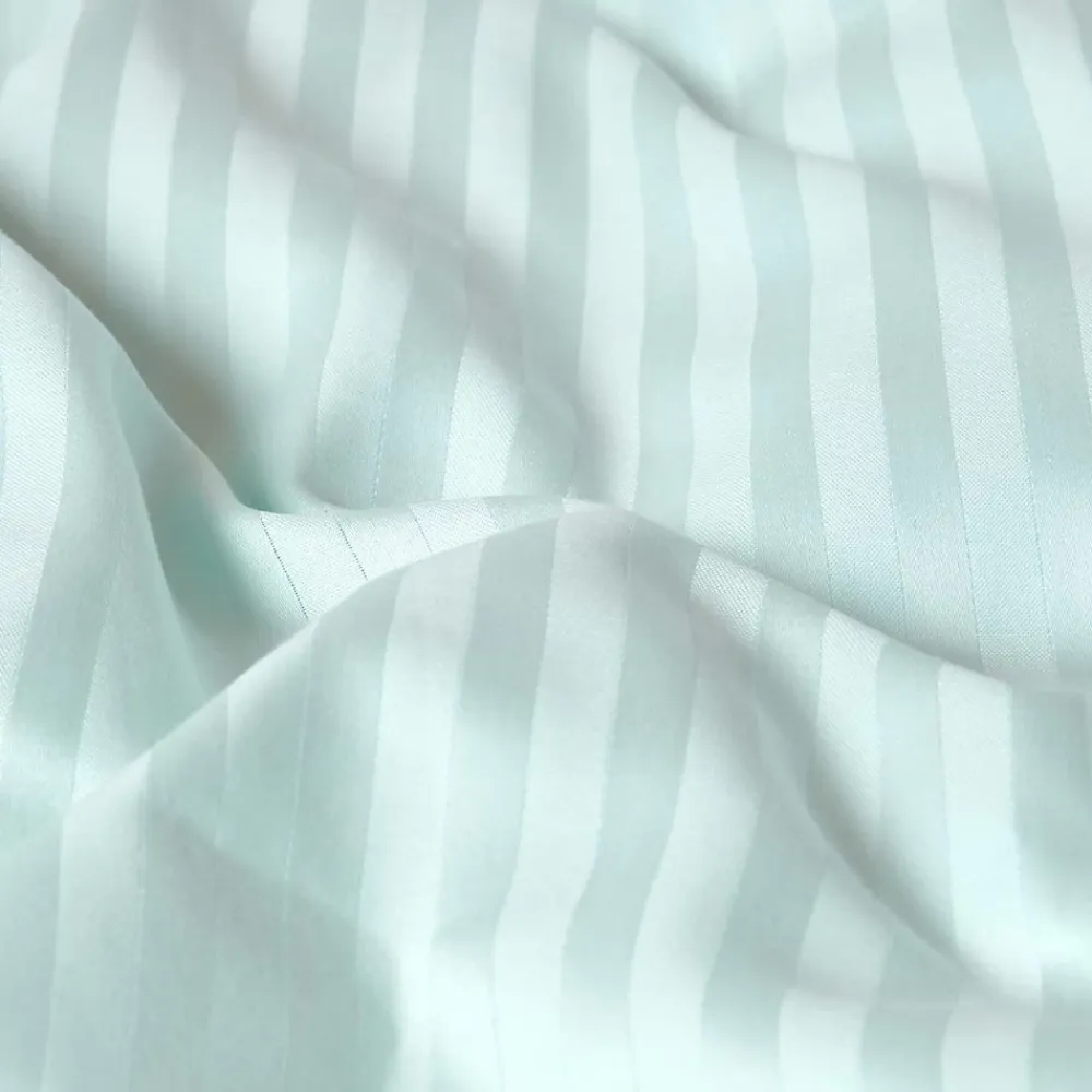 Homescapes Drap plat satin rayé en coton égyptien 330 fils bleu, 178x255 cm -* Drap Plat